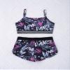 Alvivi Kids Girls Two Piece Snowflake Dancewear Gymnastics Sports Dance Outfit Tank Top with Shorts Set Balck&Rose Red 10-12 Years view 4