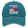 Baseball Caps Wife of a Veteran Vietnam war Baseball Caps, Vintage Hat for Women Cyan Blue view 1