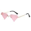 ailov Unique Diamond Rimless Trendy Sunglasses for Men Women UV400 Funky Harry Fashion Glasses (Pink) view 1