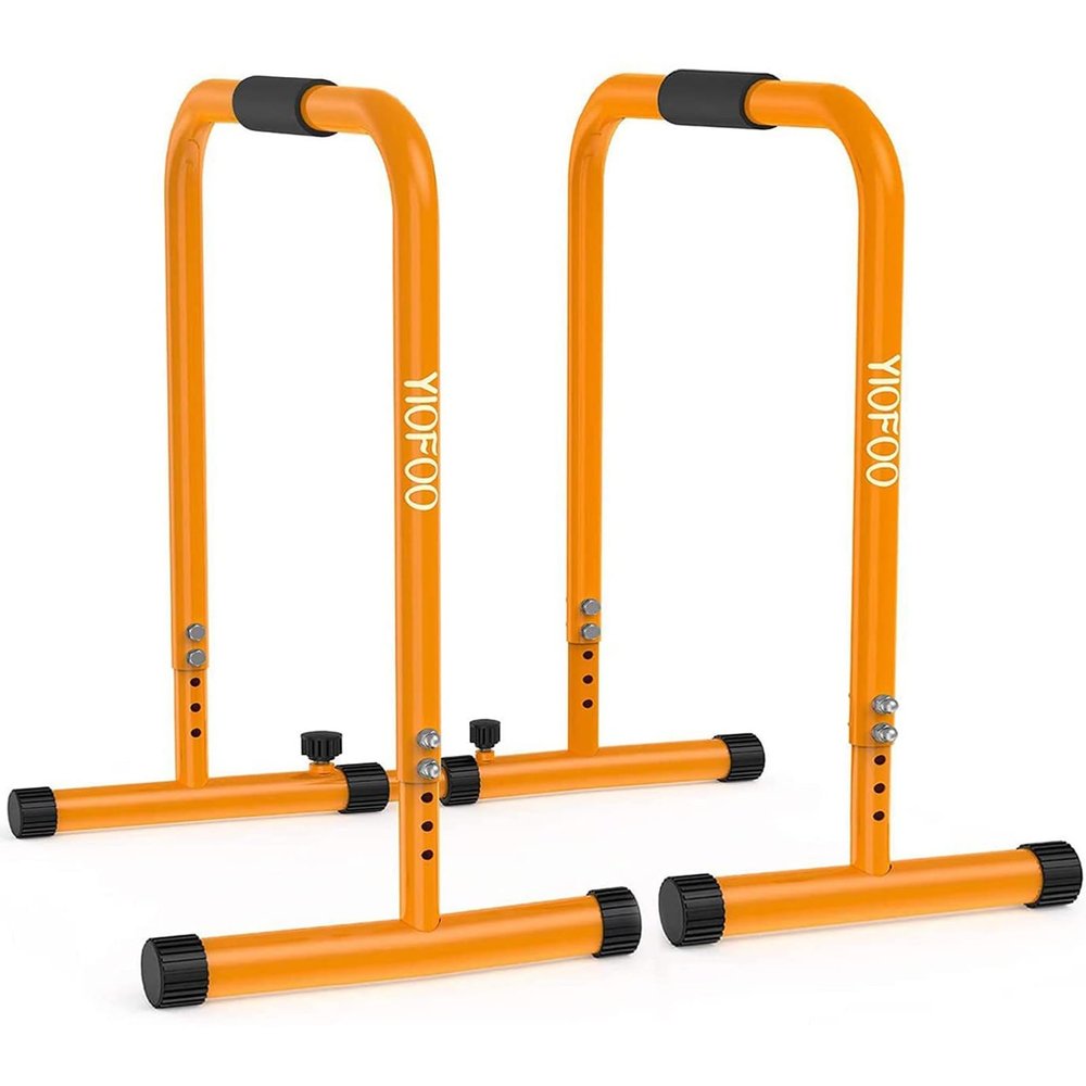 GGZONE Adjustable Dip Bar- 300lbs Dip Station Portable Functional Fitness Bar, Heavy Duty Dip Stand Body Press BarExercise Bar Workout Equalizer (Color : Orange)