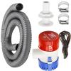 Vkinman Submersible Boat Bilge Water Pump Bilge Pump Plumbing Kit PVC Bilge Pump Hose 12v Boat Bilge Water Pump 2 Hose Clamps Thru Hull Fitting 1-1/8-inch view 1