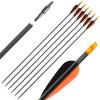 31 Inch Hunting Carbon Arrows for Recurve Bow Spine 500 Targeting Practice Arrows with Removable Stainless Steel Tips for Compound Bow and Recurve BowPack of 6/12  (6 pcs) view 1