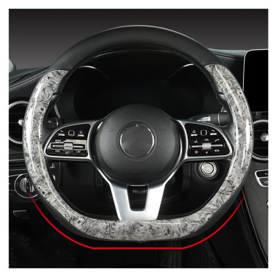 FUERU Car Steering Wheel Cover Set Car Steering Wheel Cover D Type Real Leather Mahogany Grain Soft Skin-Friendly Car Interior (Color : 2#)