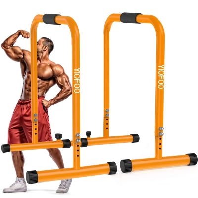 GGZONE Dip Stands Bar Adjustable Parallel Bars Dip Station, Capacity Perfect for Home and Garage Gym Exercise Equipment Gymnastics (Color : Orange)