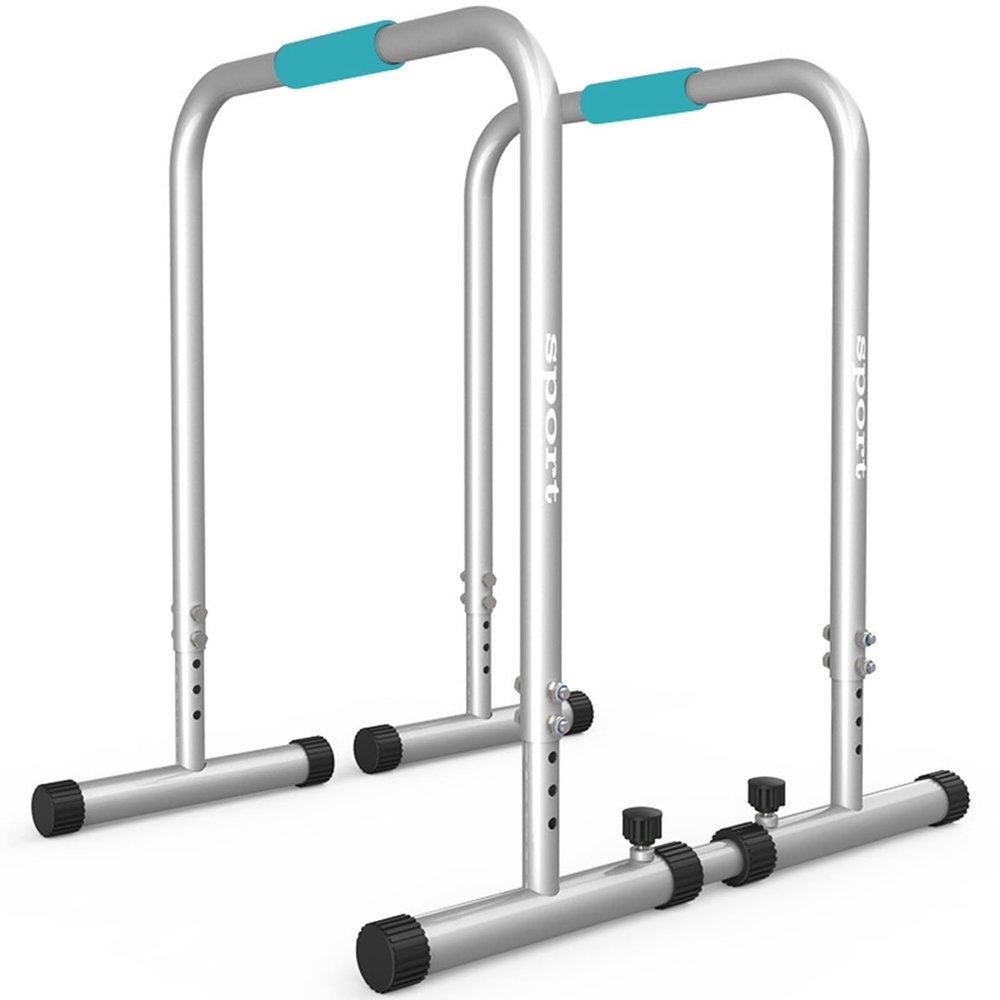 Adjustable Dip Bar- 300lbs Dip Station Portable Functional Fitness Bar, Heavy Duty Dip Stand Body Press BarExercise Bar Workout Equalizer (Color : Gray)