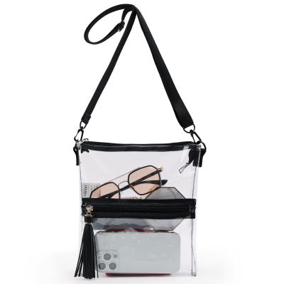 TINYAT Clear Purse for Women Stadium Approved Clear Shoulder Bags Small Clear Crossbody Bag with Adjustable Strap for Travel