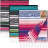 Oudain 3 Pack Mexican Blankets and Throws 45 x 70 Inch, Cotton Outdoor Camping Cozy Baja Blanket Woven Serape Restorative Yoga Fiesta Fall Autumn Essential Supplies (Classic Color) view 1