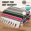Oudain 3 Pack Mexican Blankets and Throws 45 x 70 Inch, Cotton Outdoor Camping Cozy Baja Blanket Woven Serape Restorative Yoga Fiesta Fall Autumn Essential Supplies (Classic Color) view 2
