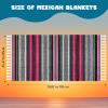 Oudain 3 Pack Mexican Blankets and Throws 45 x 70 Inch, Cotton Outdoor Camping Cozy Baja Blanket Woven Serape Restorative Yoga Fiesta Fall Autumn Essential Supplies (Classic Color) view 4