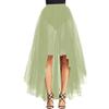 WDPL Women's Maxi High Low A-line Layers Tulle Sheer Evening Skirt (Sage, Small) view 1