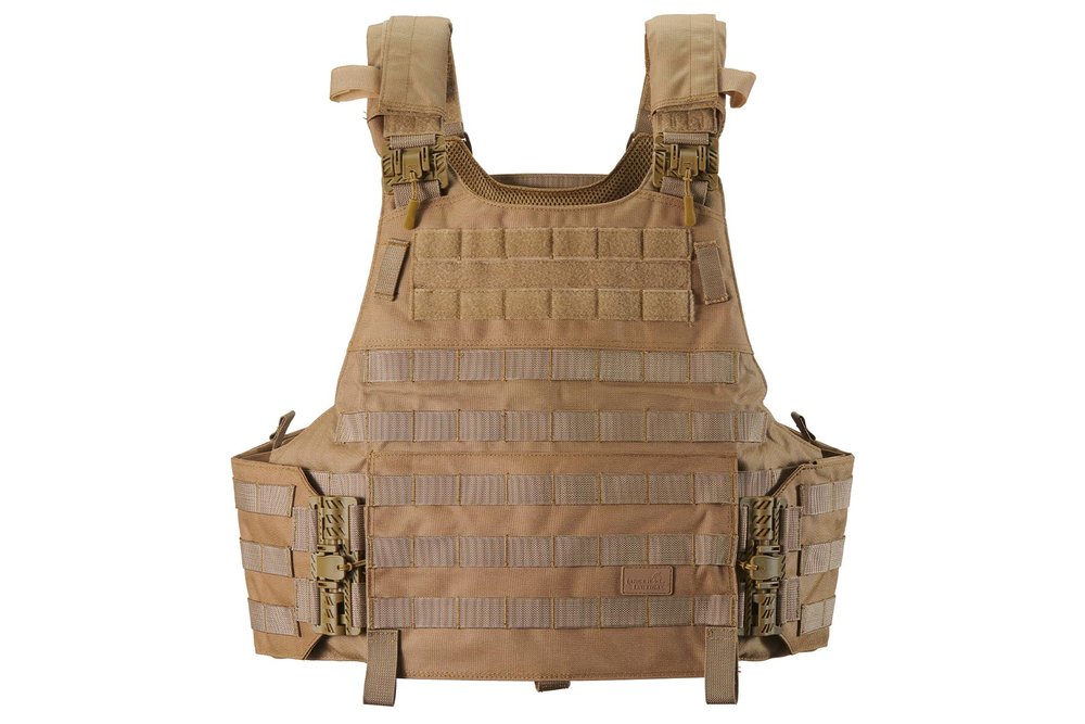Lancer Tactical Quick Release Lightweight Airsoft Tactical Vest, 1000D Nylon MOLLE w Padded Adjustable Shoulder Straps (Large, Khaki)