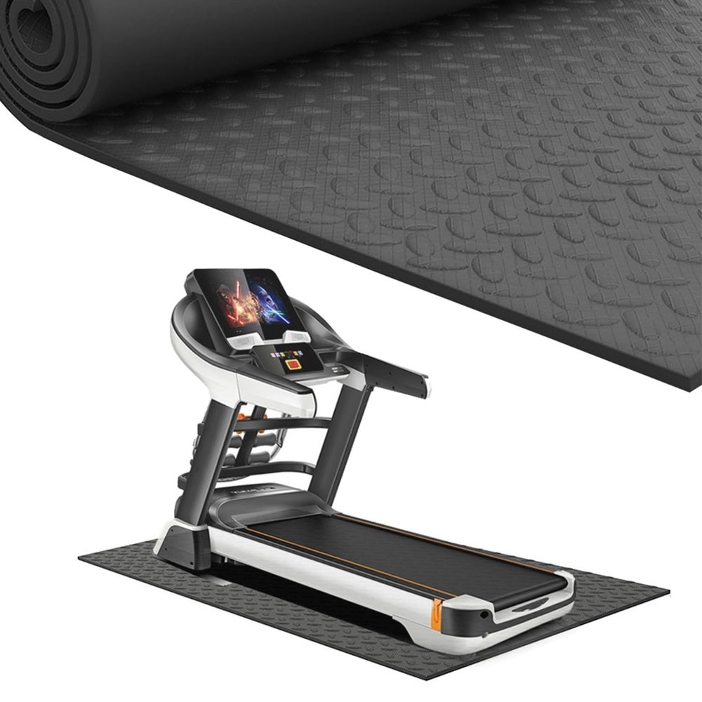 WORDFUN AntiVibration Treadmill Mat, Non-Slip, Noise Reduction Exercise Equipment Mat, Floor Mat for Treadmill, Rowing Machine, Elliptical, Hardwood Floors and Carpet Protection