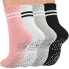 Toes Home Pilates Socks for Women with Grippers, Non Slip Yoga Crew Socks for Barre Hospital Exercise Workout Sticky Athletic Slipper Socks 4 Pairs view 1