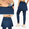 ANIVIVO Skirted Leggings for Women with Pockets, Tennis Yoga Pleated Skirt with Full Length Leggings(Navy Blue,S) view 2