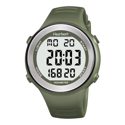 Hearkent Pedometer Watch with Light- No App, Waterproof 50m, Step Counter, Calories, Alarm, Fitness Tracker Digital Watch for Men Women(Green)