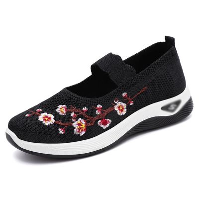 DHAEY Women's Orthopedic Sneakers Foot & Knee Pain Breathable with Arch Support Knit Casual Shoes Plantar Fasciitis Comfort Fashion Tennis Shoes (Color : Black, Size : 7)