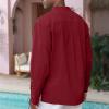 Men's Cotton Linen Shirt Drawstring Arm Banded Tops Medieval Viking Pirate Renaissance Halloween Costume WINE RED 3XL view 4