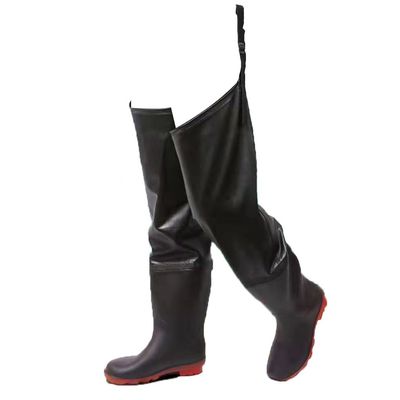 Hip Waders Black PVC Waterproof Fishing Buttocks Wading Boots, with Adjustable Buckle, Rain Boots with A Height of 80m (Color : Black, Size : 10)