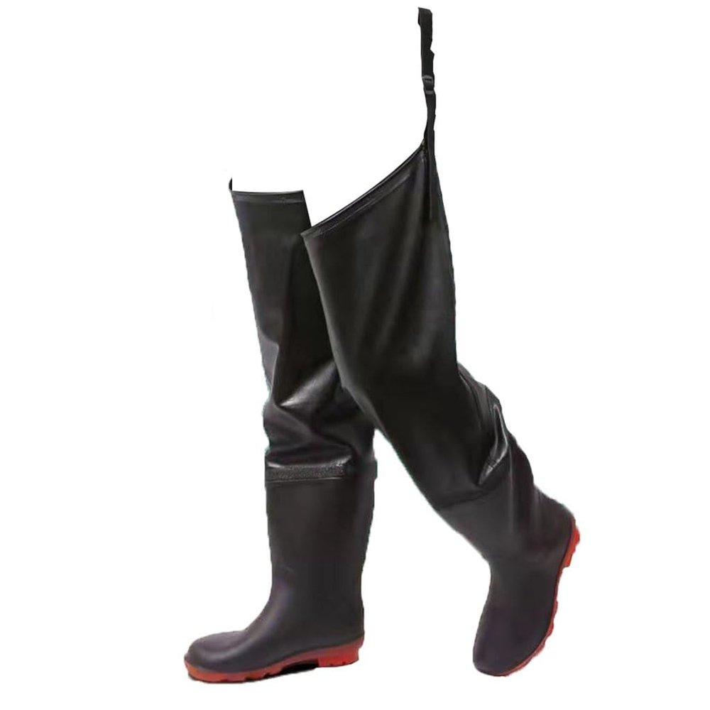 Hip Waders Black PVC Waterproof Fishing Buttocks Wading Boots, with Adjustable Buckle, Rain Boots with A Height of 80m (Color : Black, Size : 10)
