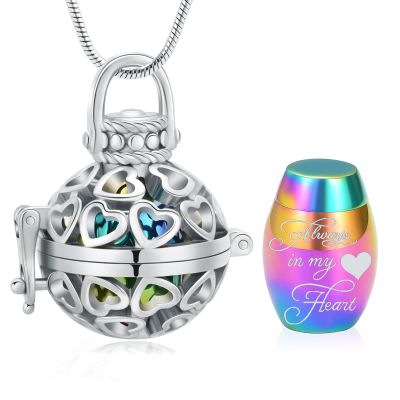 Yinplsmemory Cremation Jewelry Heart Urn Locket Pendant with Mini Keepsake Jar Urn Necklace for Ashes Memorial Jewelry