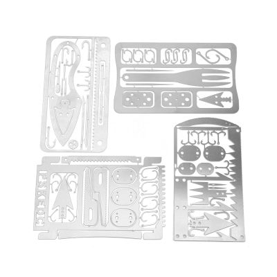 SYH&AQYE 4Pcs Fishing Card Multifunctional Survival Tool, Tiny Survival Card and Hook Sharpene for Cam, Hiking, Fishing, Hunting, Emergency Training