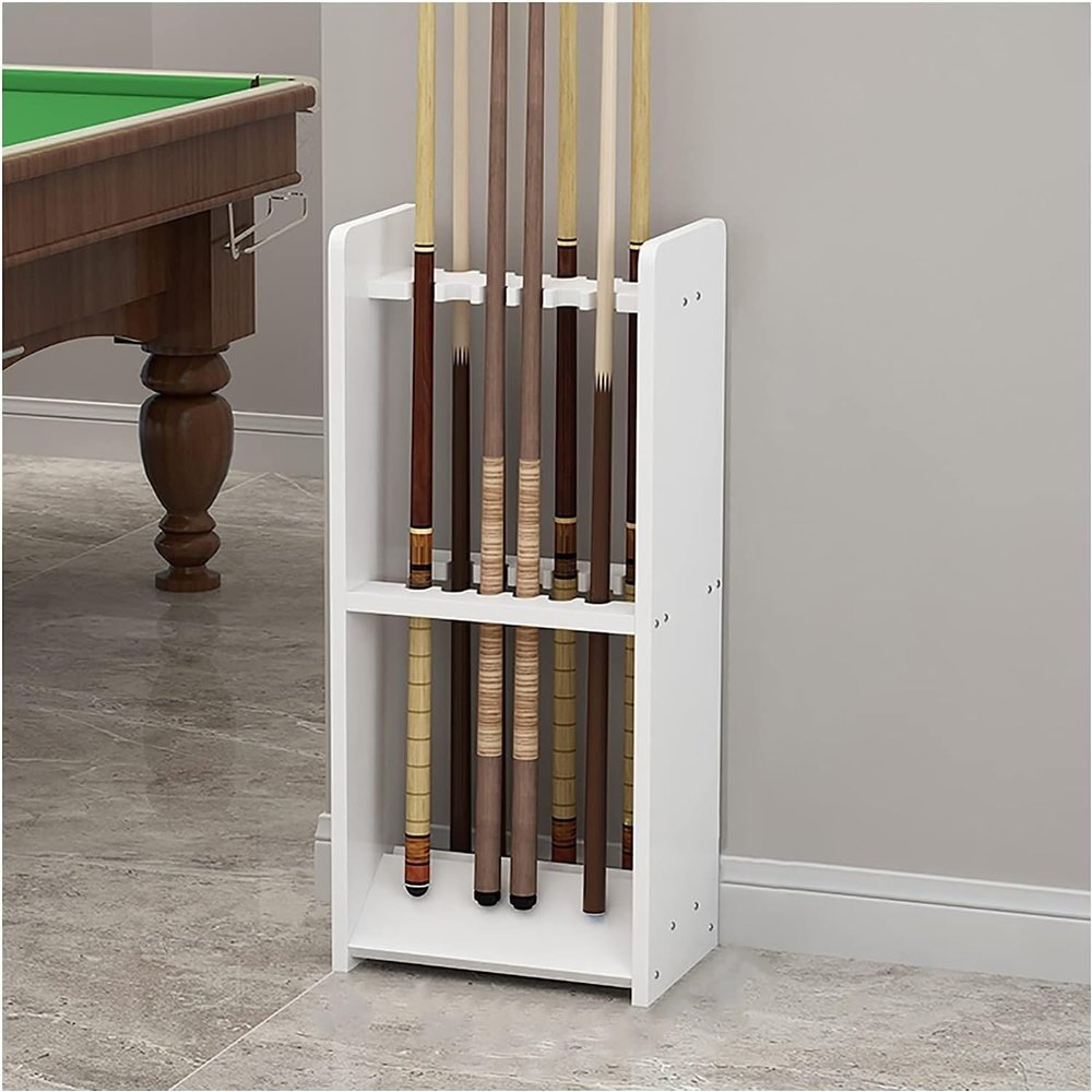 REMYS Billiard Cue Rack Floor Stand, Wood Large Capacity Pool Cue Holder for Outdoor/Gymnasiums, Wood Grain Surface (Color : 12 Holes)