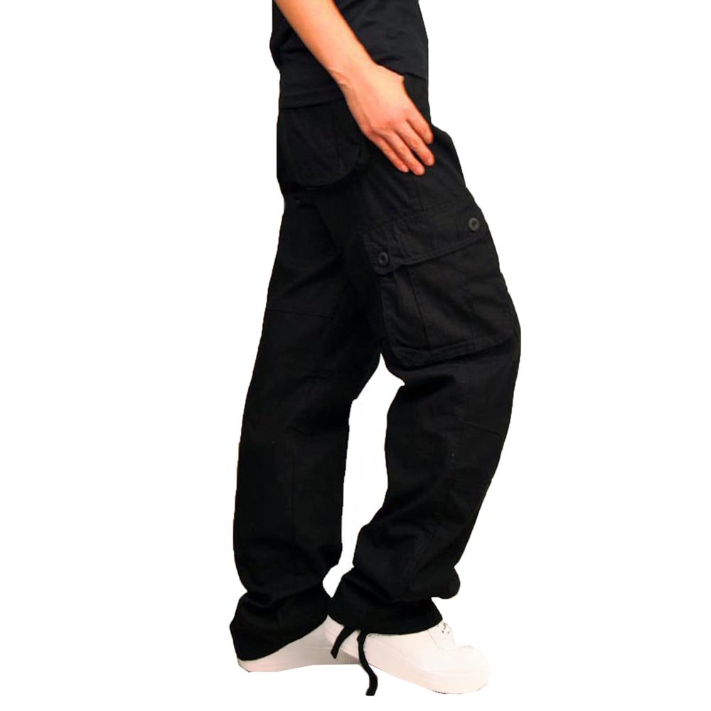 Prime Sale Baggy Cargo Pants for Men 2023 Casual Loose Multi Pockets Camouflage Trouser Lounge Buckle Zipper Camo Sweatpants Pants for Men Black 2X