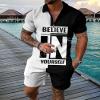 Xingfenly Summer Short Sleeved Shirt Beach Shorts Sets Tracksuit Men' Oversized Printed Outfit Casual Sports Suit s16 S view 3