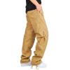 Corduroy Pants Mens Cotton Black Cargo Pants Casual Stylish Buckle Zipper Multi Pockets Loose Trouser Fashion Outdoor Sweatpants Mens White Linen Pants Khaki L view 1