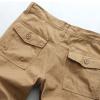 Corduroy Pants Mens Cotton Black Cargo Pants Casual Stylish Buckle Zipper Multi Pockets Loose Trouser Fashion Outdoor Sweatpants Mens White Linen Pants Khaki L view 3