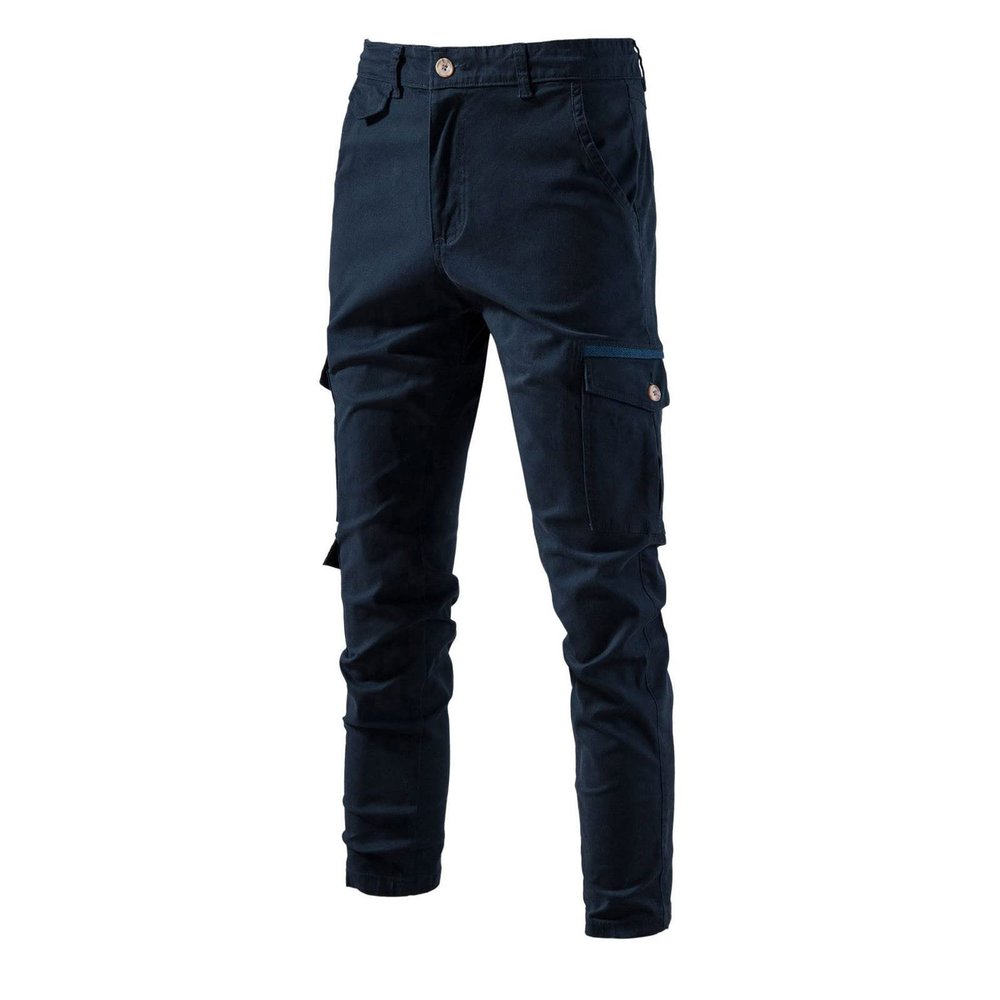 Men Cargo Pant Cotton Linen Pants Men 2023 Fashion Buckle Zipper Solid Stretch Cargo Pants Classic Skinny-Fit Straight Trousers Mens Pants Big and Tall Expandable Waist Navy 3X