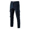 Men Cargo Pant Cotton Linen Pants Men 2023 Fashion Buckle Zipper Solid Stretch Cargo Pants Classic Skinny-Fit Straight Trousers Mens Pants Big and Tall Expandable Waist Navy 3X view 1