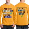 Custom T-Shirt for Men Women Add Your Text Image Design Front & Back Personalized Long Sleeve Shirt Gold view 2