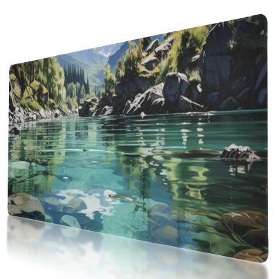 Durable and Washable Lake Designed Mouse Pad 35.5 x 16 Inch, Non-Slip Rubber Base, Ideal for Easy Typing and Gaming