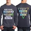 Custom T-Shirt for Women Men Add Your Text Image Design Front & Back Personalized Long Sleeve Shirt Heather Navy view 2