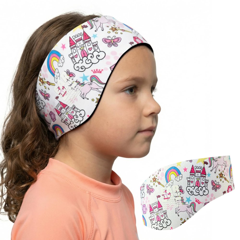 Earvolution Ear Band-It Ultra Swimming Headband, American Brand, Doctor-Invented, Sensory-Friendly- Anti-Slip Grip &Thick Neoprene for Max Protection/Comfort, Holds Earplugs in, (Medium, Princess)