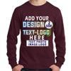 Custom T-Shirt for Men Women Add Your Text Image Design Front & Back Personalized Long Sleeve Shirt Maroon view 1