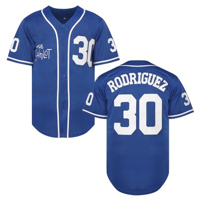 Bel Air Jersey Shirt Sleeve Benny 'The Jet' Rodriguez #30 The Sandlot Legends T Shirt 3D Print Fashion Baseball Jersey S-3XL(30 Rodrigue Blue,X-Large)