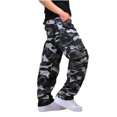 Sweat Pants Baggy Cargo Pants for Men 2023 Casual Loose Multi Pockets Camouflage Trouser Lounge Buckle Zipper Camo Sweatpants Mens Pants Casual Relaxed Fit Summer Blue 2X