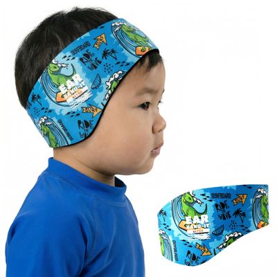 Earvolution Ear Band-It Ultra Swimming Headband, American Brand, Doctor-Invented - Sensory-Friendly- Anti-Slip Grip &Thick Neoprene for Max Protection/Comfort, Holds Earplugs in, (Dino, Small)