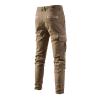 Training Pants Cotton Linen Pants Men 2023 Fashion Buckle Zipper Solid Stretch Cargo Pants Classic Skinny-Fit Straight Trousers Cargos Men Black Khaki 3X view 3