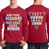 Custom T-Shirt for Men Women Add Your Text Image Design Front & Back Personalized Long Sleeve Shirt Red view 2