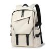 15-inch Nylon Waterproof Backpack Trendy Travel Bag High Capacity with Side Pockets Daily Bag for Men Women (White) view 1