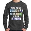 Custom T-Shirt for Men Women Add Your Text Image Design Front & Back Personalized Long Sleeve Shirt Dark Grey Heather view 1