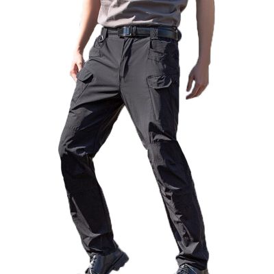 2023 Special Deals Mens Pants Expandable Waist Multi Pockets Solid Cotton Cargo Pant Regular Big and Tall Straight Outdoor Sweatpant Mens Cargo Pants Black 5X