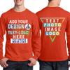 Custom T-Shirt for Men Women Add Your Text Image Design Front & Back Personalized Long Sleeve Shirt Orange view 2