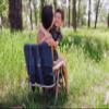 Picnic TIME Descanso Padded Beach Chair, Low Camping Chair with Removable Washable Cover, Backpack Beach Chair, (Navy Blue) view 2