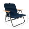 Picnic TIME Descanso Padded Beach Chair, Low Camping Chair with Removable Washable Cover, Backpack Beach Chair, (Navy Blue) view 3