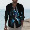 Dragon Men's Shirt Long Sleeve Button Down Shirts Casual Blouse Tee Top with Pocket XL view 2