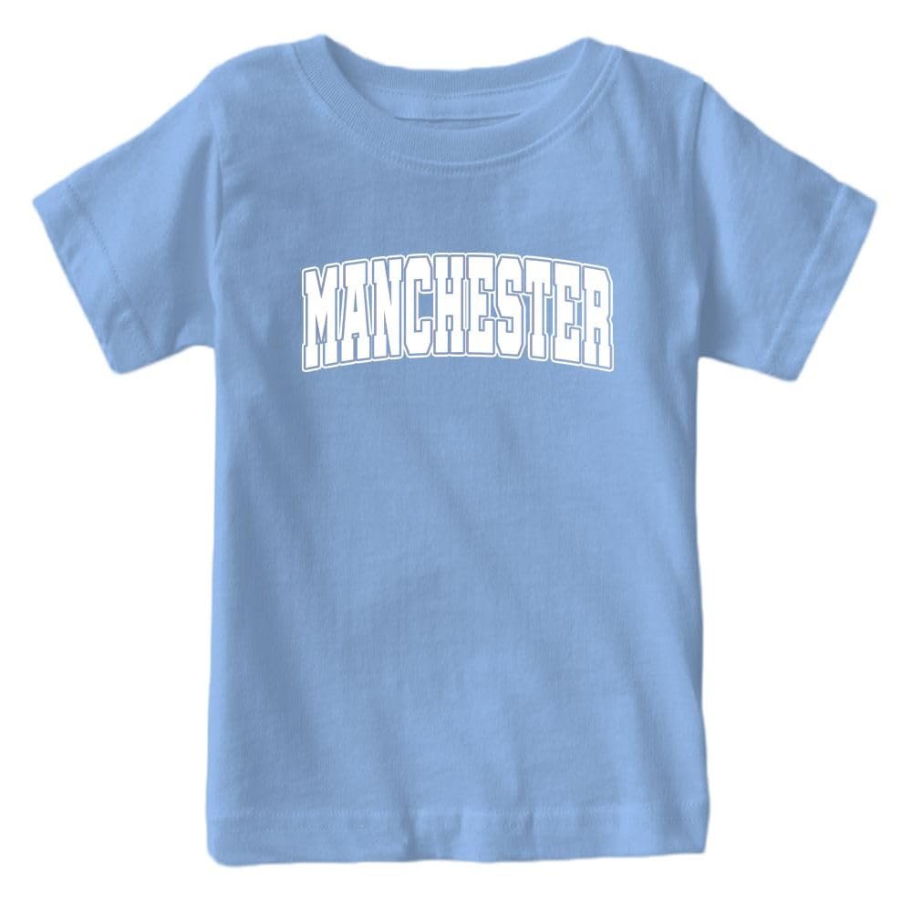 Manchester - World Soccer Retro Club Kid's Fan T-Shirt (Light Blue Shirt, 3T)
